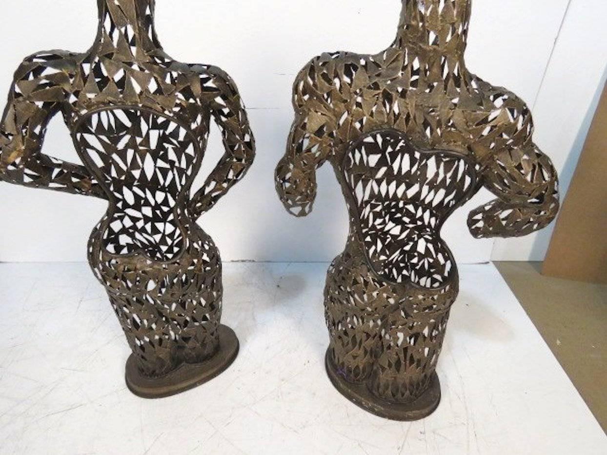 Pair of Brutalist Metal Torso Sculptures In Good Condition For Sale In North Bergen, NJ