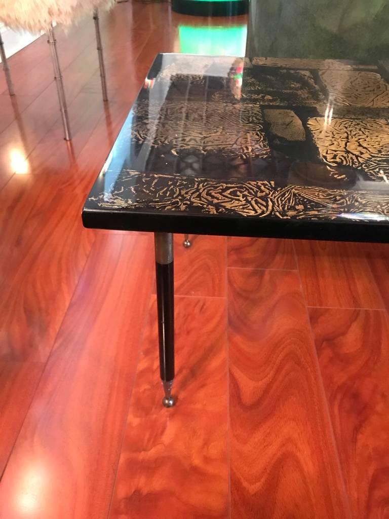 Italian Mid-Century Modern Gold Coffee Table For Sale 5