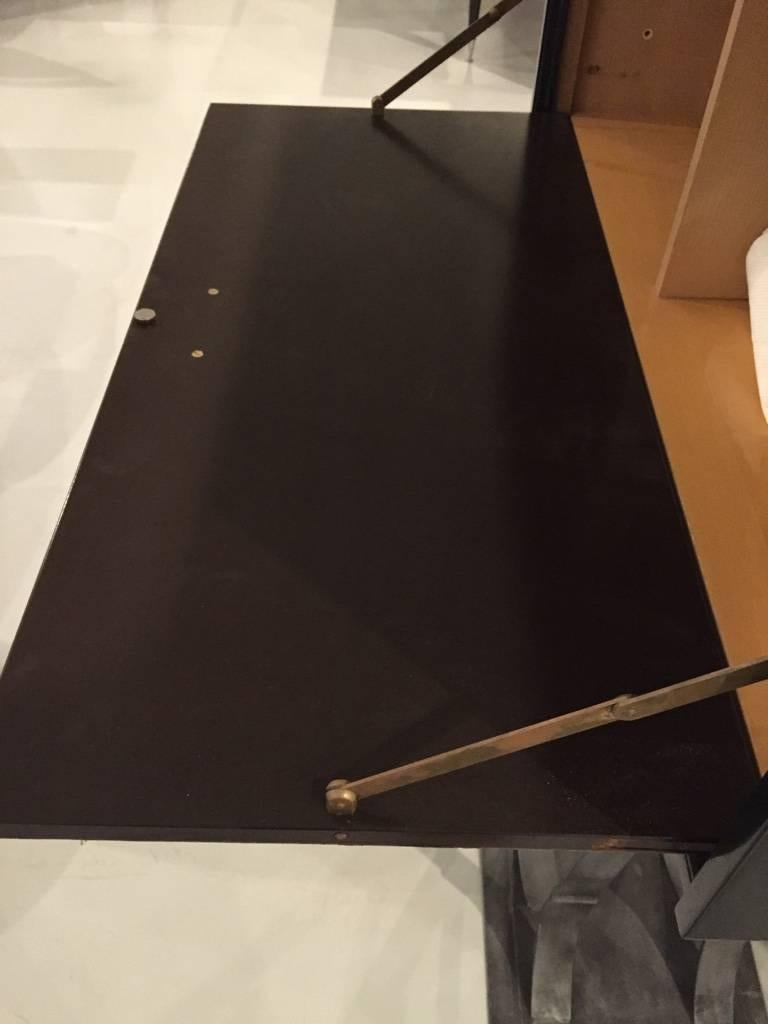 French Art Deco Parchment Dry Bar With Black Lacquered Iron Base  For Sale 1