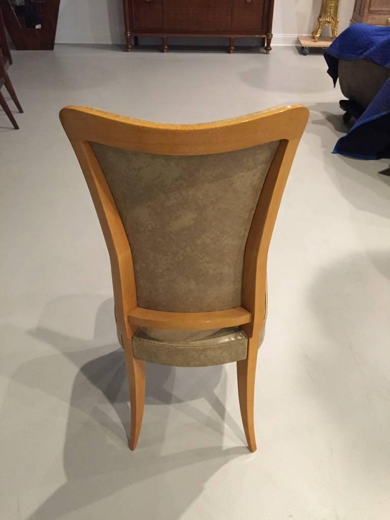 Set of Eight Sycamore French Art Deco Dining Chairs In Excellent Condition In North Bergen, NJ
