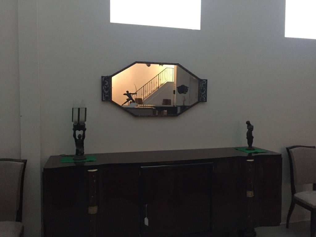 Mid-20th Century Wrought Iron French Art Deco Wall Mirror