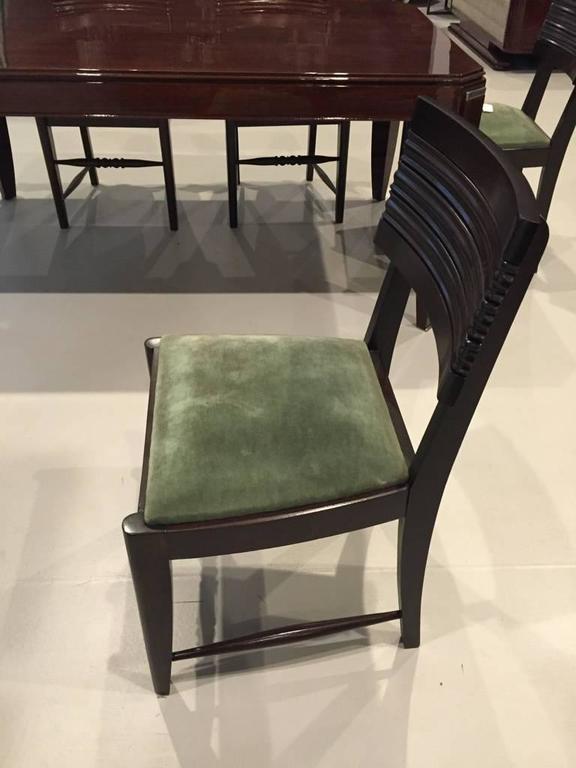 Six Gaston Poisson Attributed French Art Deco Dining Chairs In Excellent Condition For Sale In North Bergen, NJ