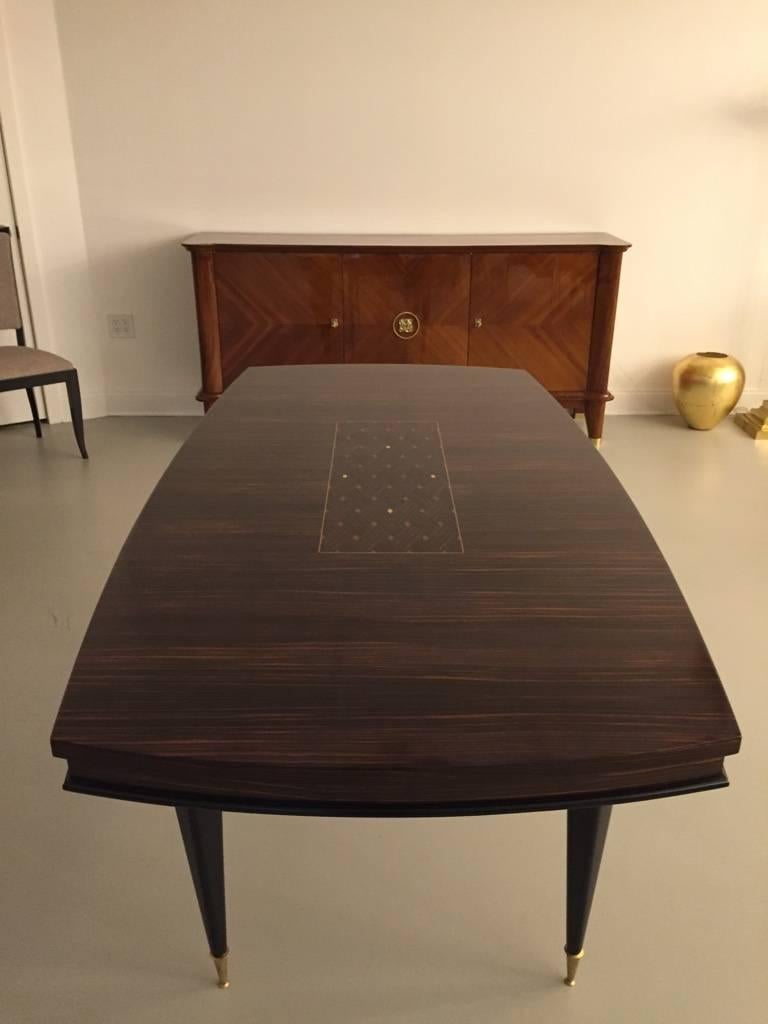 Exotic French Art Deco Macassar ebony dining table  In Excellent Condition In North Bergen, NJ
