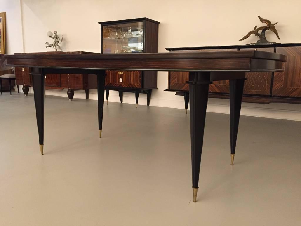 Mid-20th Century Exotic French Art Deco Macassar ebony dining table 
