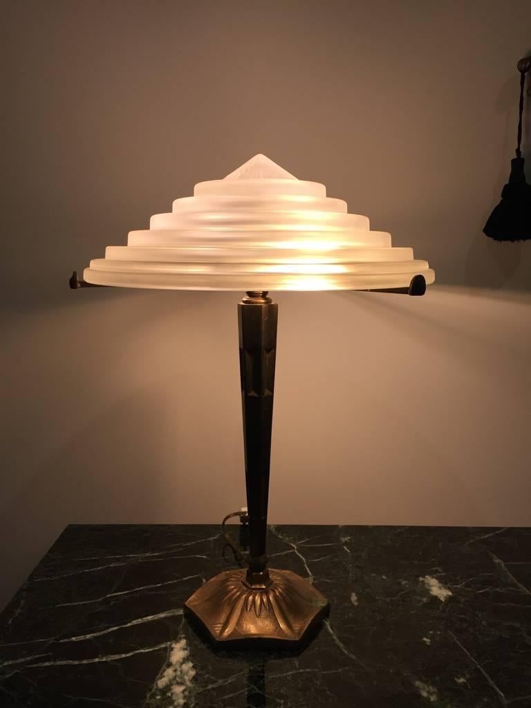 Pair of Signed G. Leleu French Art Deco Table Lamps 4