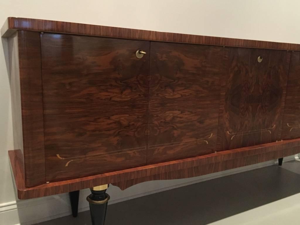 French Art Deco Exotic Walnut Buffet In Excellent Condition In North Bergen, NJ