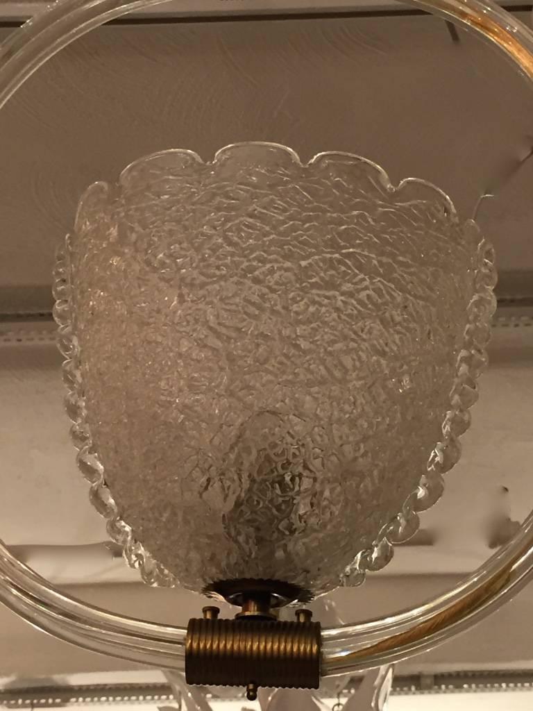 Beautiful Italian Ercole Barovier chandelier. Murano handblown glass with brass details.
