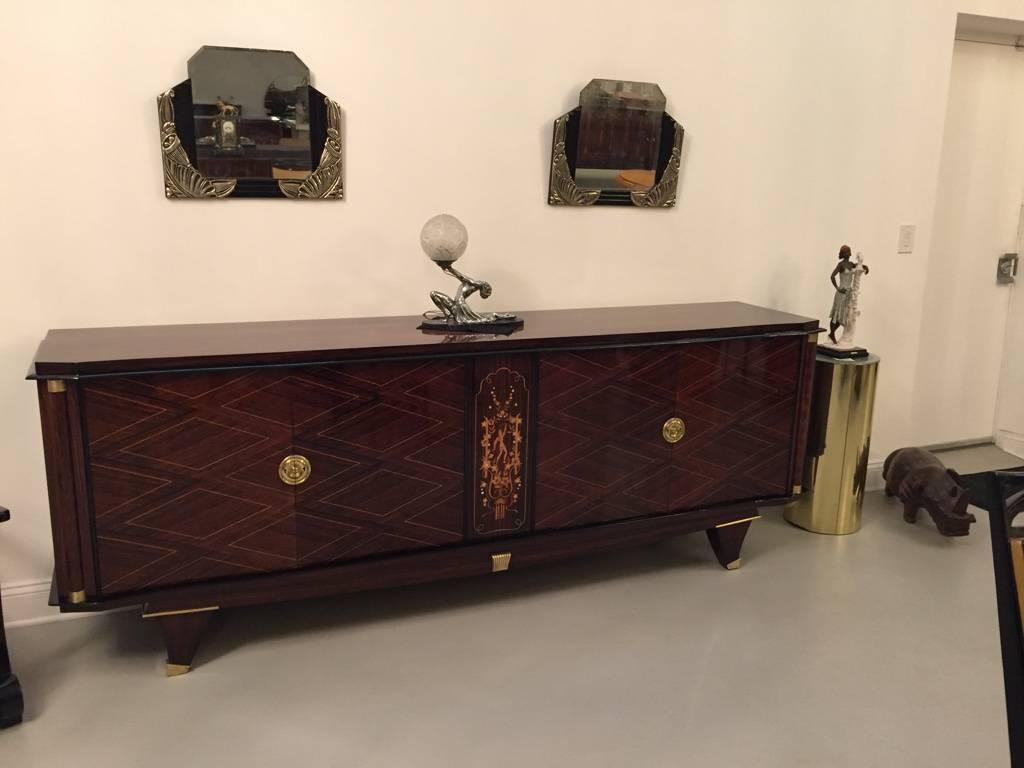 French Art Deco Palisander Buffet with Mother-of-Pearl Inlay For Sale 5