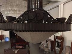 French Art Deco Chandelier with Floral Motif