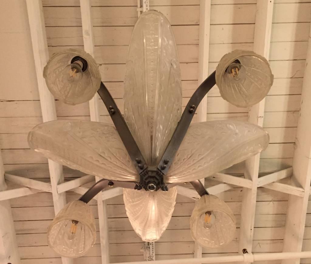 Mid-20th Century French Art Deco Chandelier by Donna Paris For Sale