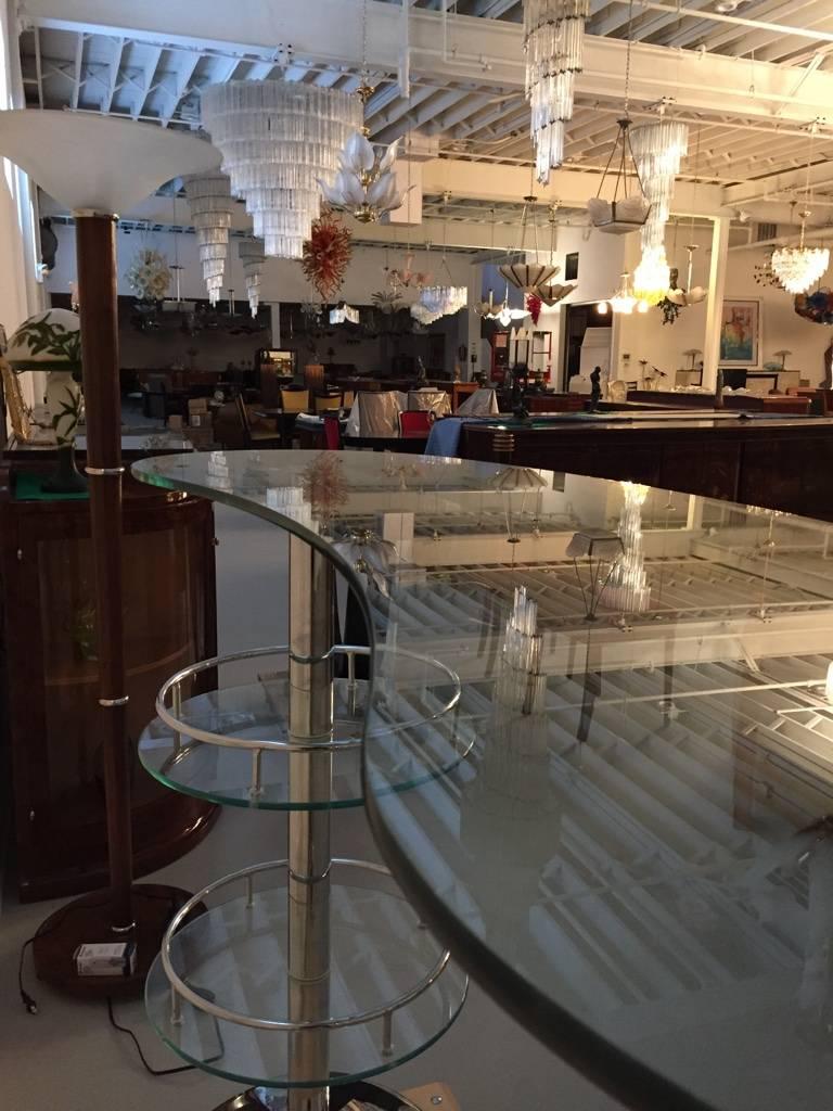 Mid Century Modern Chrome and Glass Dry Bar For Sale 1