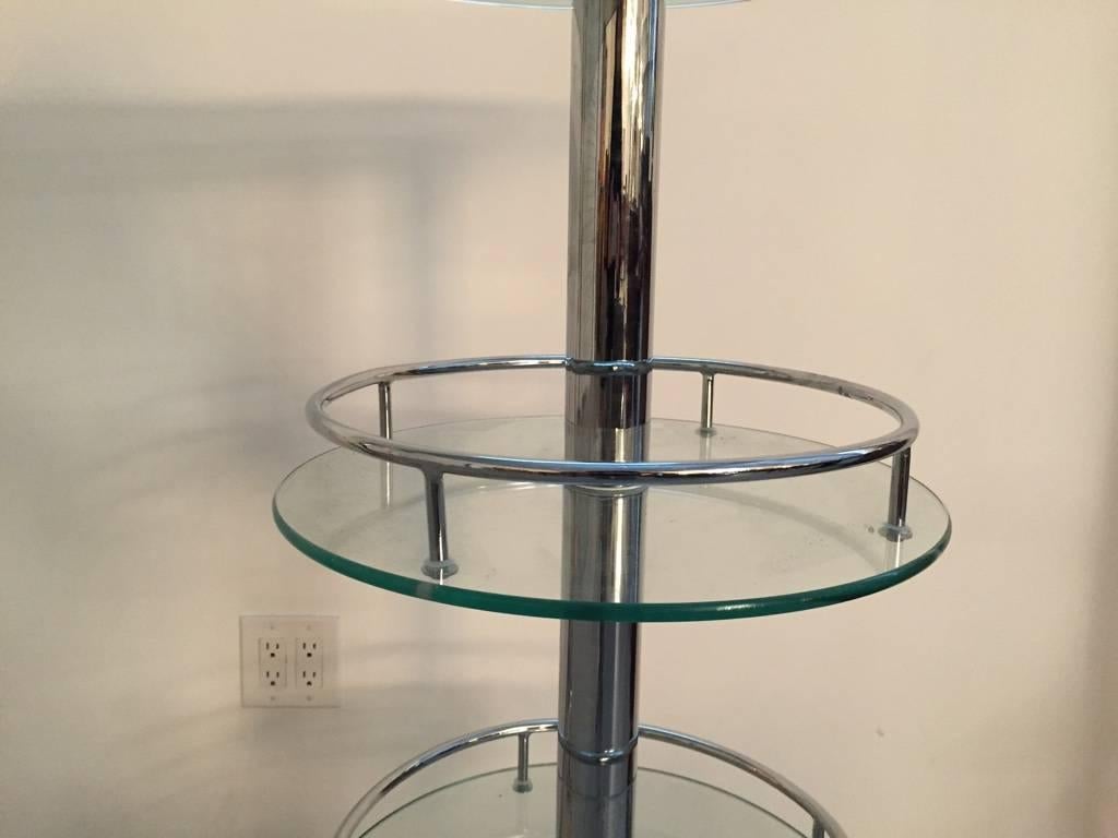 Mid Century Modern Chrome and Glass Dry Bar For Sale 2