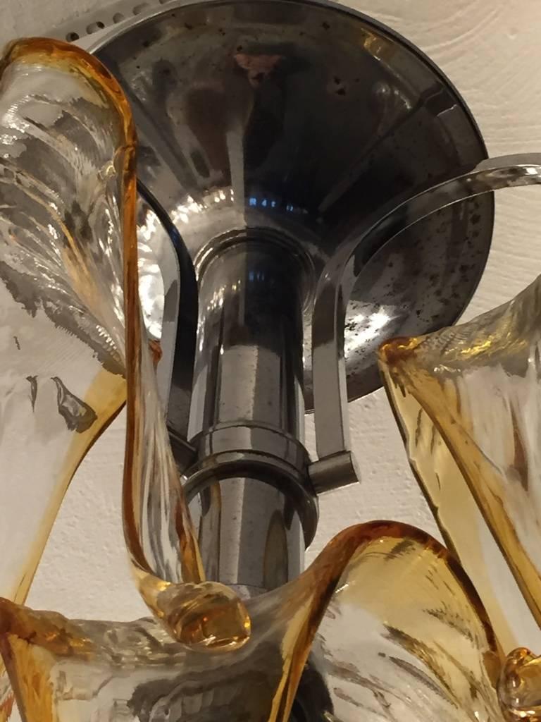 Metà XX secolo Lampadario italiano di Murano per Mazzega Murano in vendita