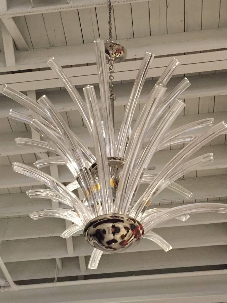 Italian MId-Century Modern Two-Tier Chandelier In Excellent Condition In North Bergen, NJ