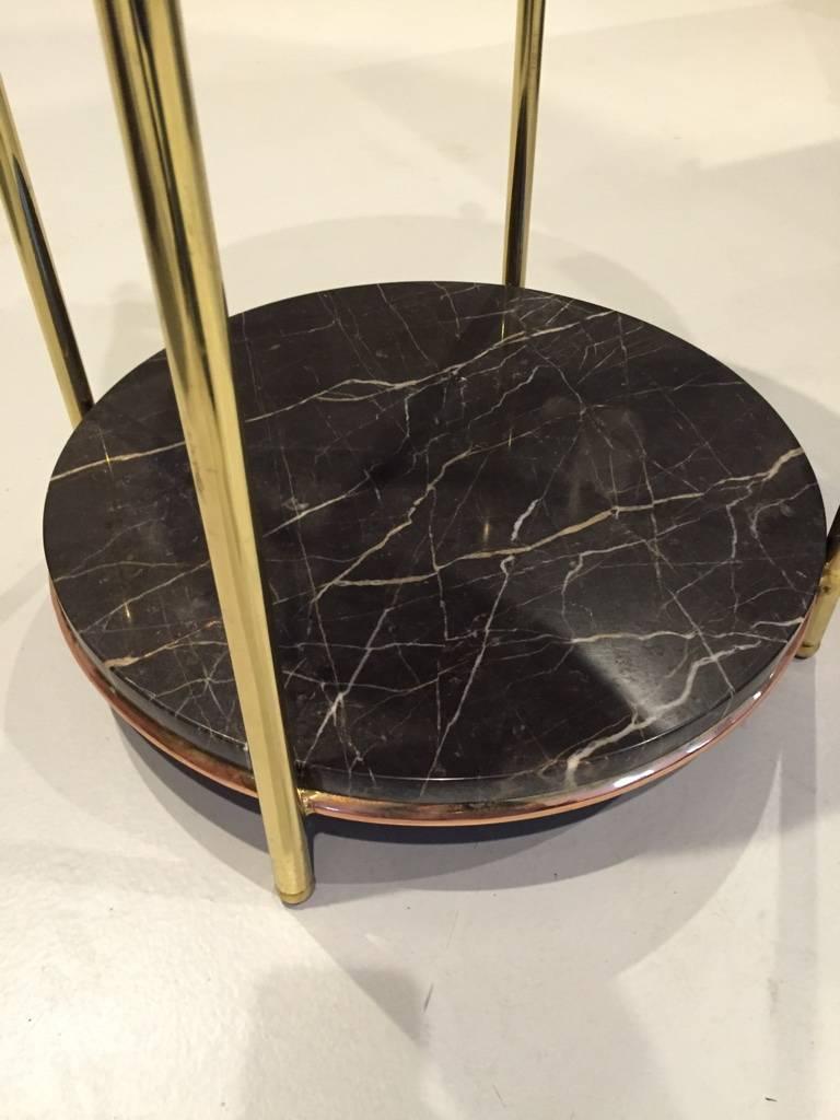 Jacques Adnet French Art Deco Marble, Brass and Copper Table 1