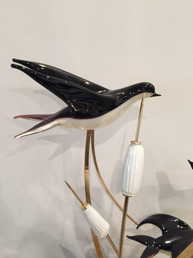 Rare Signed Licio Zanetti Murano Italian Vetri Art Glass Birds Sculpture 1