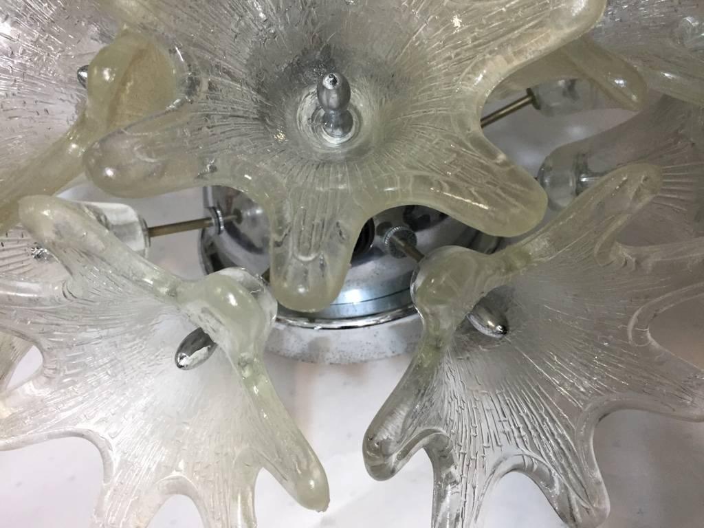 Pair of Murano Sconces or Flush Mounts, Venini style Esprit series, circa 1968 In Excellent Condition For Sale In North Bergen, NJ
