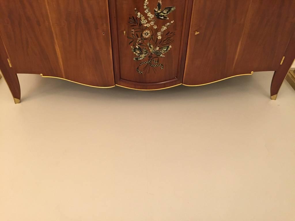 French Art Deco Mother-of-Pearl Inlay Butterfly Buffet by Jules Leleu For Sale 2
