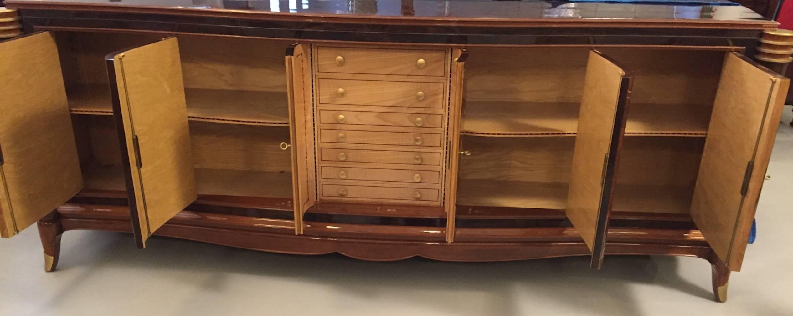 French Art Deco Six-Door Buffet in the Style of Jules Leleu For Sale 3