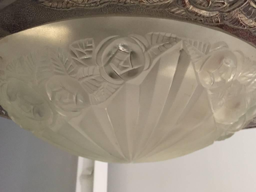 French Art Deco Chandelier Signed by Degue  2