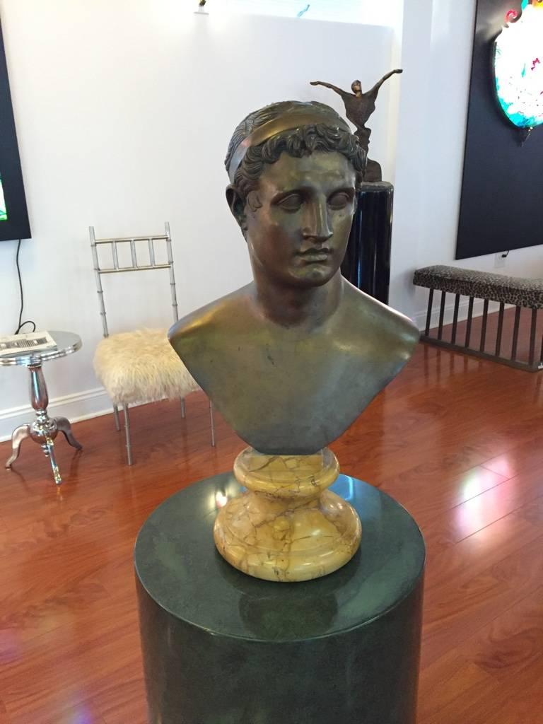An Incredible bronze 1906 bust of cesar on marble plinthe 