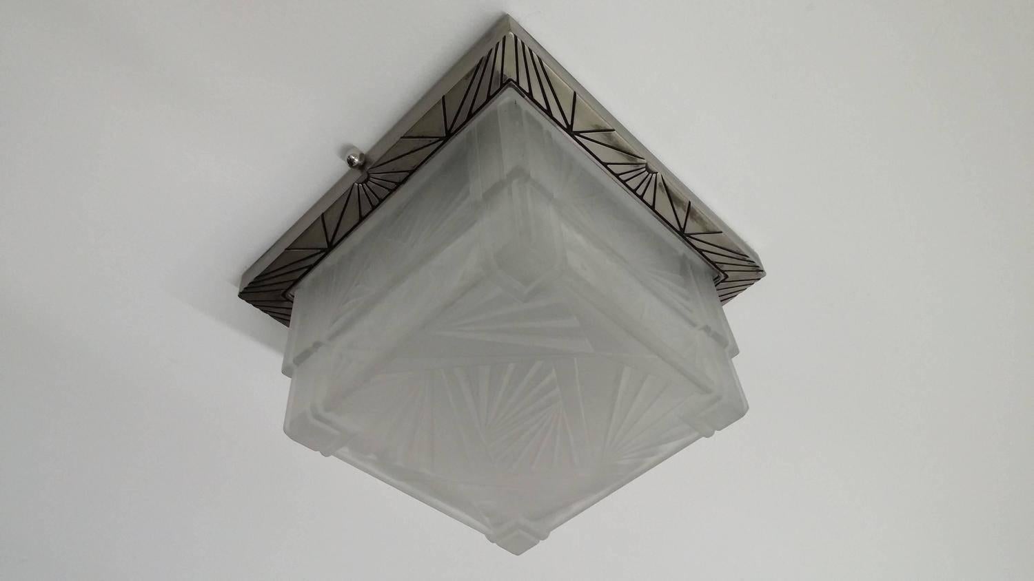 Mid-20th Century French Art Deco Geometric Flush Mount or Sconce