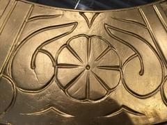 Miroir rond Art Déco français en bois doré