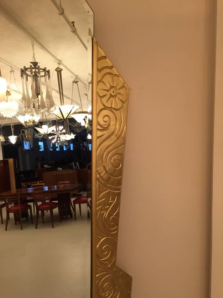 93” French Art Deco Gilt Wood Monumental Mirror 1