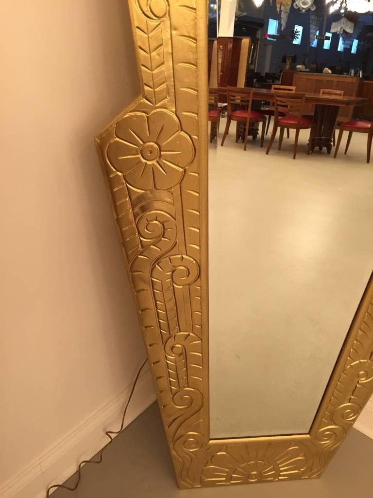 93” French Art Deco Gilt Wood Monumental Mirror 3