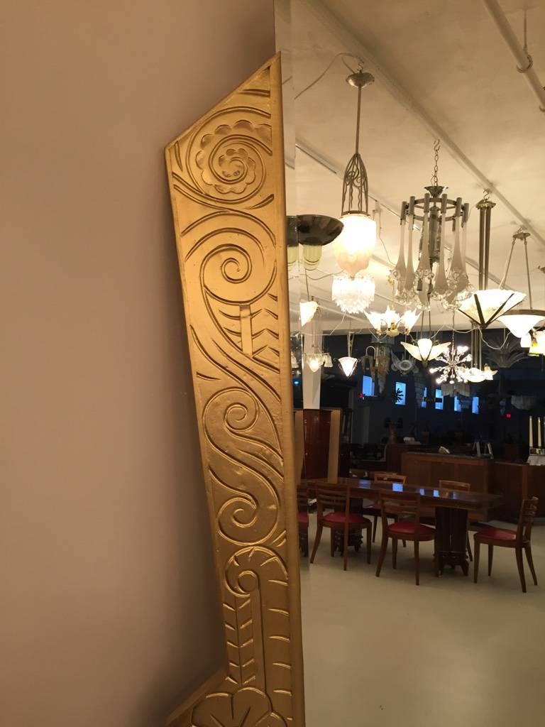 93” French Art Deco Gilt Wood Monumental Mirror 4
