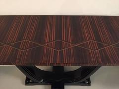French Art Deco Exoctic Macassar Ebony "U" Base Console Table
