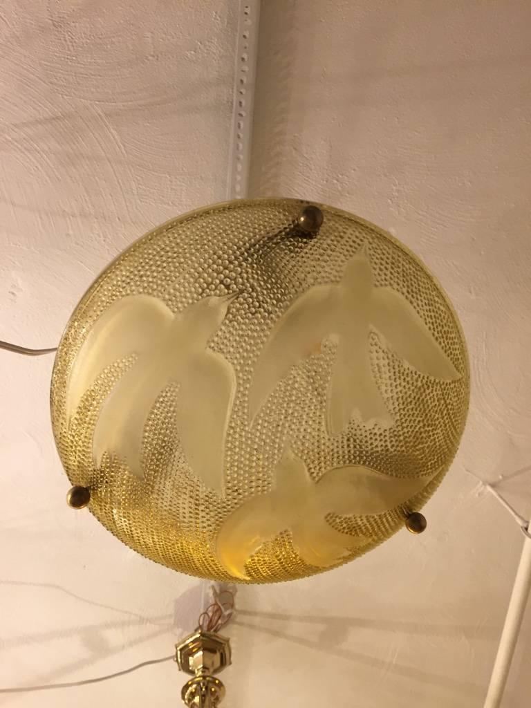 Mid-20th Century French Art Deco Chandelier with Bird Motif For Sale