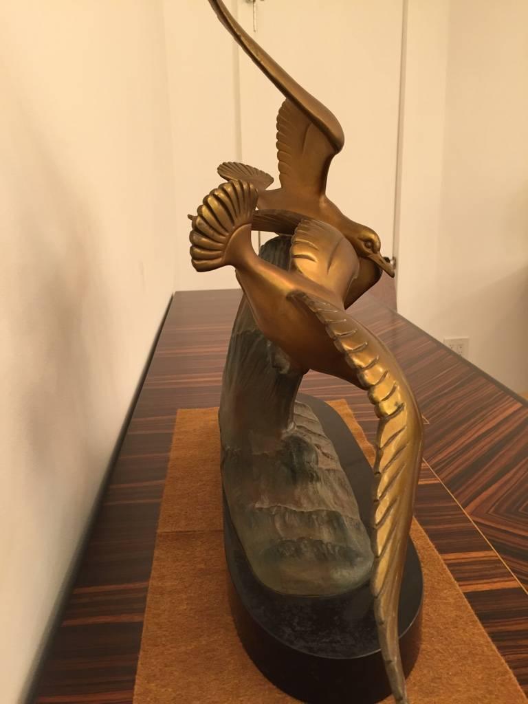 Bronze Sculpture d'oiseau en bronze Art Déco français