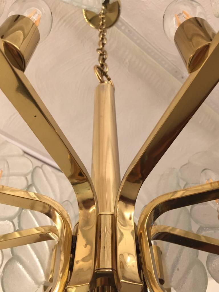 Carl Fagerlund Glass Leaves Brass Chandelier by Orrefors, 1950s For Sale 3