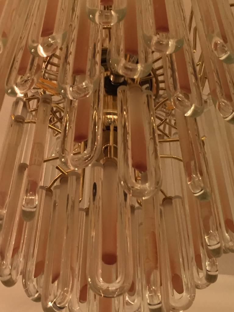 Mid-Century Glass Chandelier In Excellent Condition In North Bergen, NJ