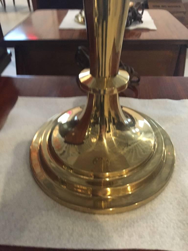 Pair of Brass Art Deco Modernist Table Lamps In Good Condition In North Bergen, NJ