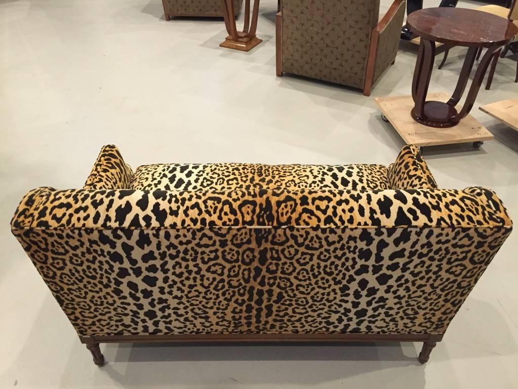 Mid-Century Leopard Print Sofa 1