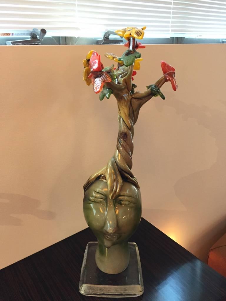 Beautiful handblown glass tree head "Fall".