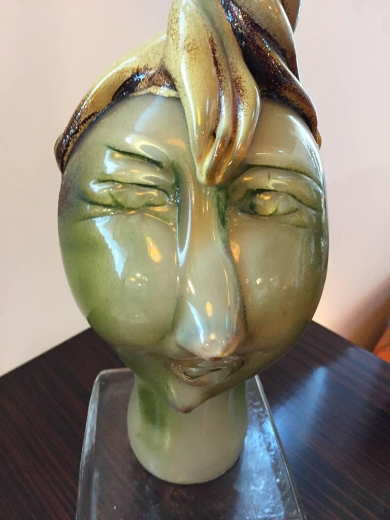 Moderne Tête d'arbre en verre soufflé à la main - Sculpture 