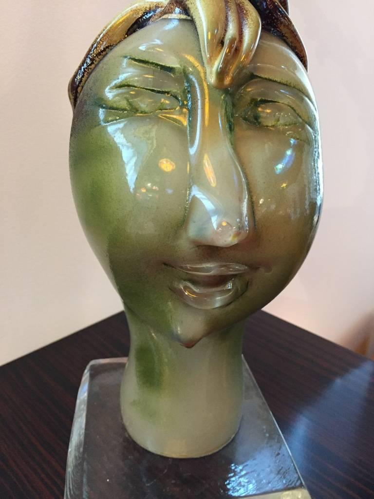 Skulptur eines Baumkopfes aus mundgeblasenem Glas „Fall“ im Zustand „Hervorragend“ im Angebot in North Bergen, NJ