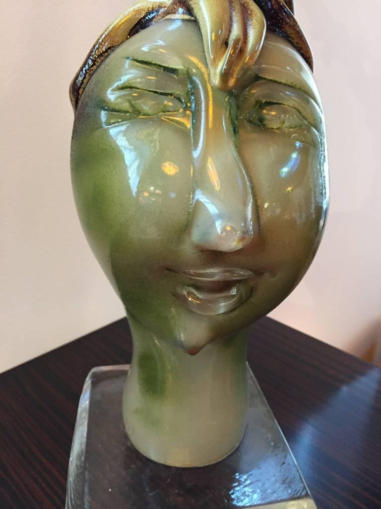 Tête d'arbre en verre soufflé à la main - Sculpture 