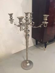 Pair of Metal Standing Candlestick Holders / Candelabra