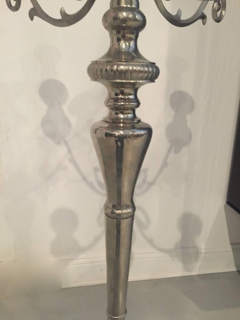 20th Century Pair of Metal Standing Candlestick Holders / Candelabra For Sale