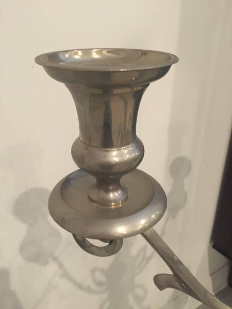 Pair of Metal Standing Candlestick Holders / Candelabra For Sale 3