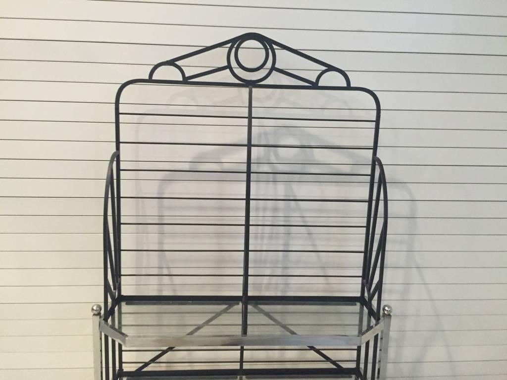Art Deco French Chrome and Glass Bakers Rack For Sale