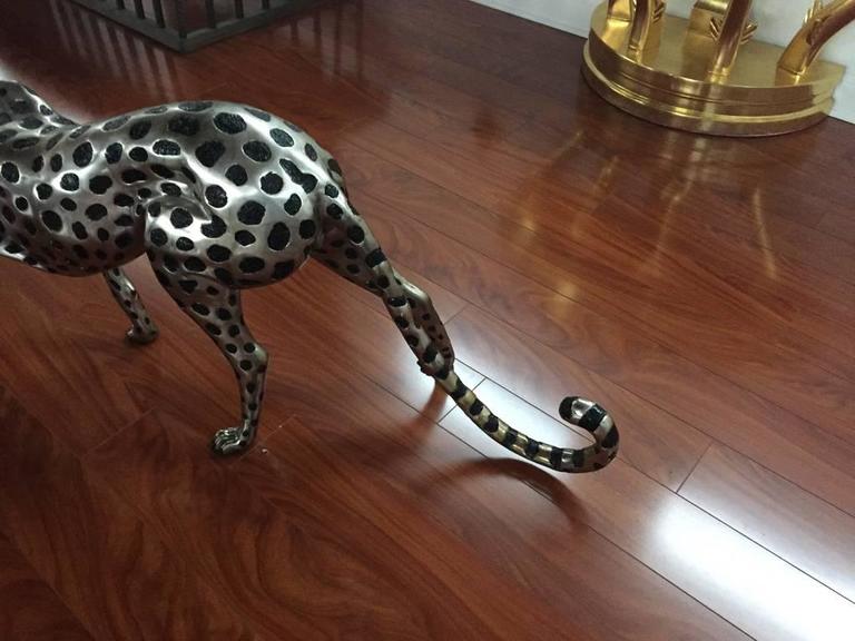 Huge Cheetah Metal Sculpture at 1stDibs