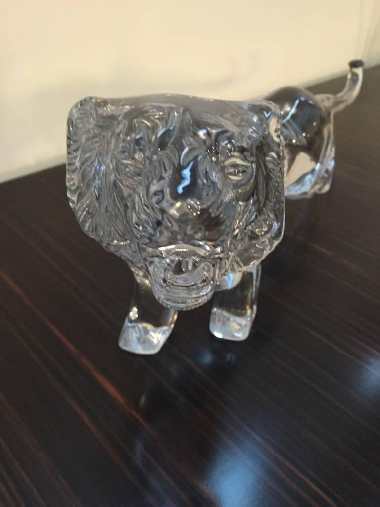 Signed Daum France Crystal White Tiger In Excellent Condition In North Bergen, NJ