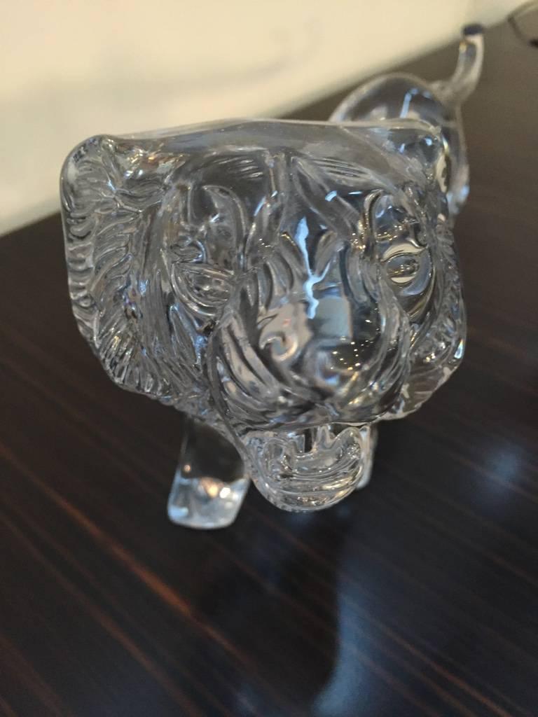 Late 20th Century Signed Daum France Crystal White Tiger