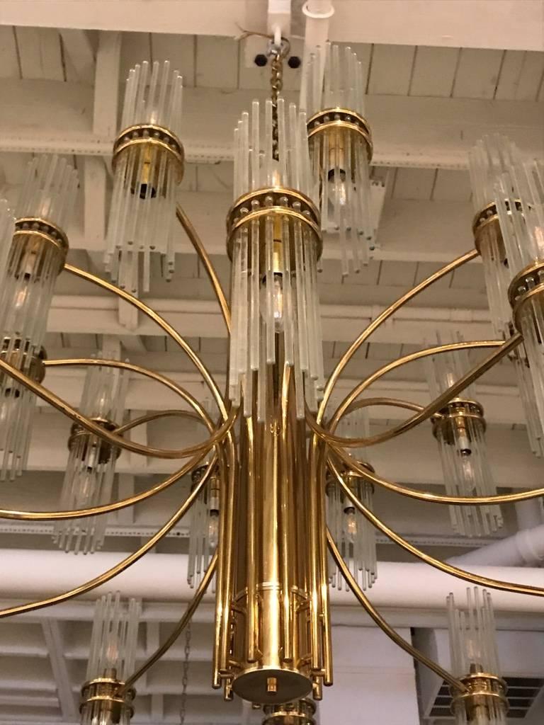 Stunning Italian Mid Century Modern Chandelier by Gaetano Sciolari In Excellent Condition In North Bergen, NJ