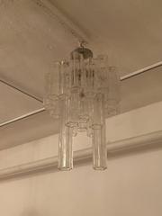 Round Mid-Century Italian Tronchi Glass Chandelier